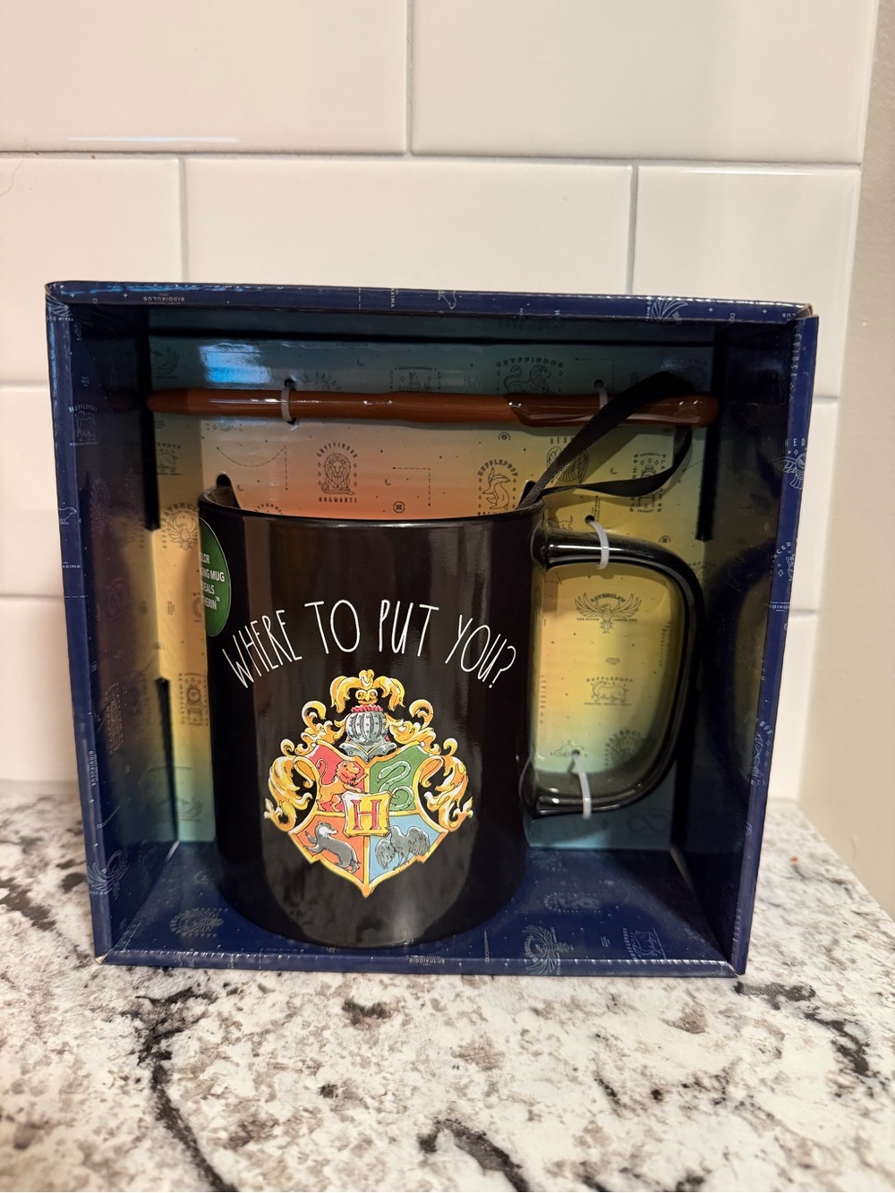 Rae Dunn Harry Potter Slytherin Color Changing Mug with Wand